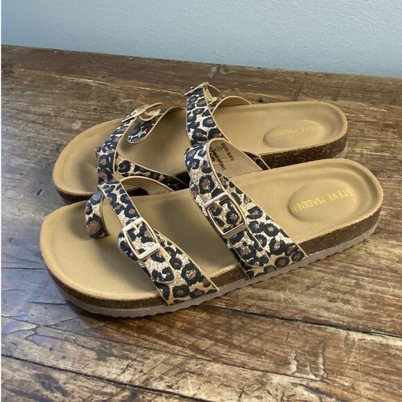 Steve Madden Girls Glittery Leopard Print‎ Sandal size 3 - Picture 3 of 6